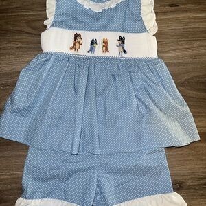 Bluey Family Smocked Shorts Set